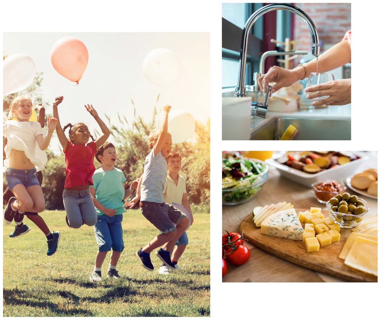 children, safe food and water